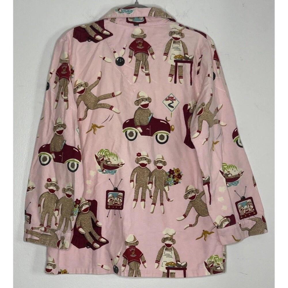 Nick & Nora Pajama Set Womens Medium Sock Monkey Sleepwear Pajamas Top Pants - Picture 4 of 9